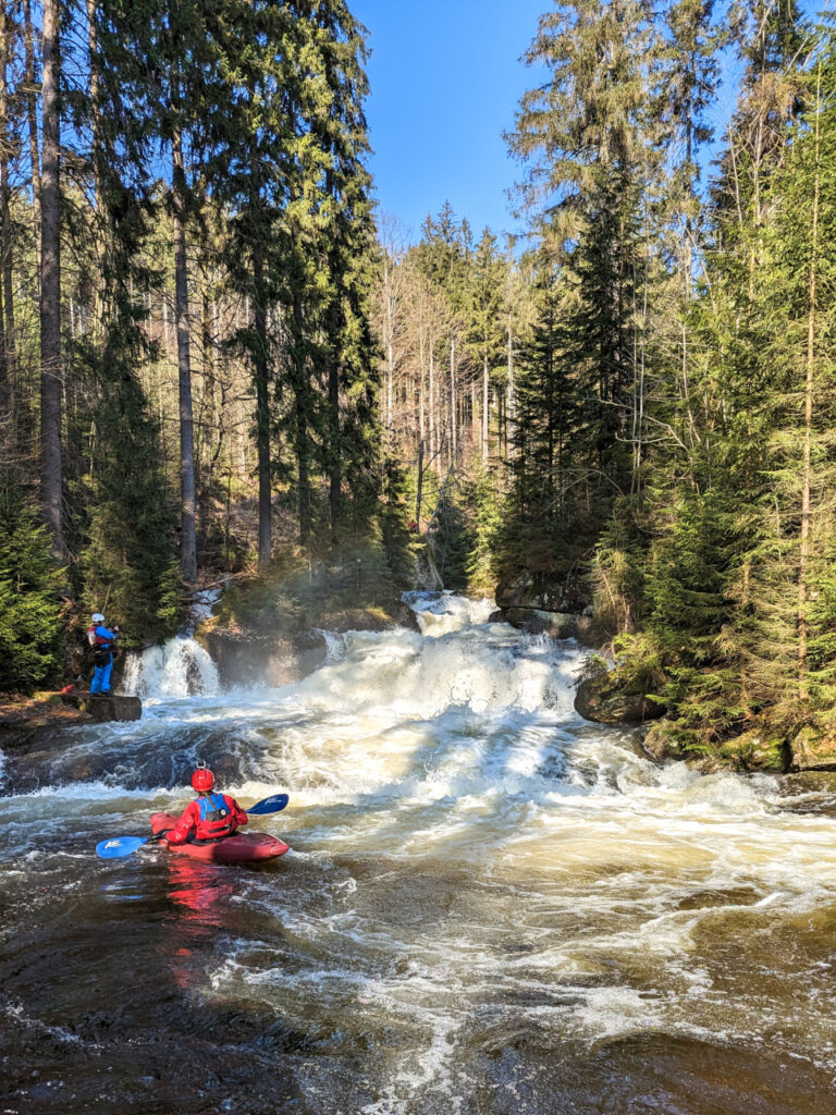 Upper Kamenice whitewater kayaking, Czechia.