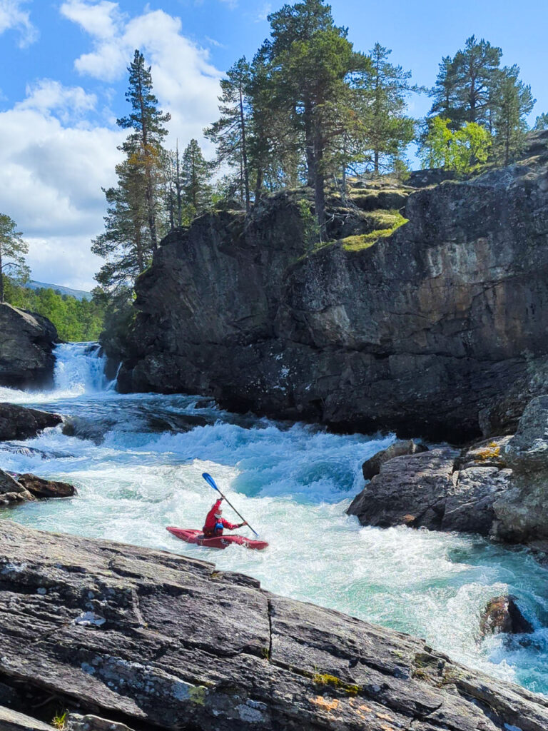 Upper Rauma Little Huka Falls whitewater kayaking, Norway.