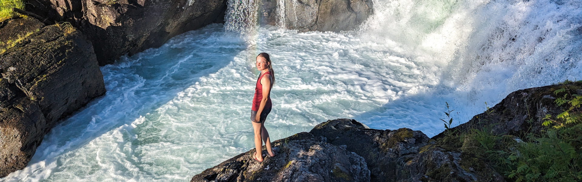 Scouting the Bygdelva rapids, Norway.